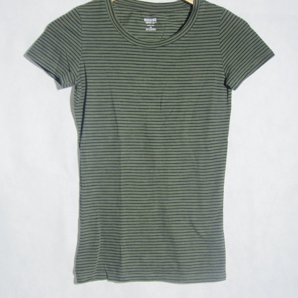 Mossimo Green Stripes T-Shirt Tee Slim Fit XS